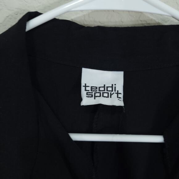 Vintage 80s Top Teddi Sport Womens 10 Black White Blouson Retro Floral D… - Picture 3 of 11